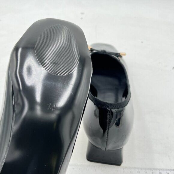 Milooey Black Women's Square Toe Pumps Classic Chunky Block Low Heels Bow - Picture 6 of 8